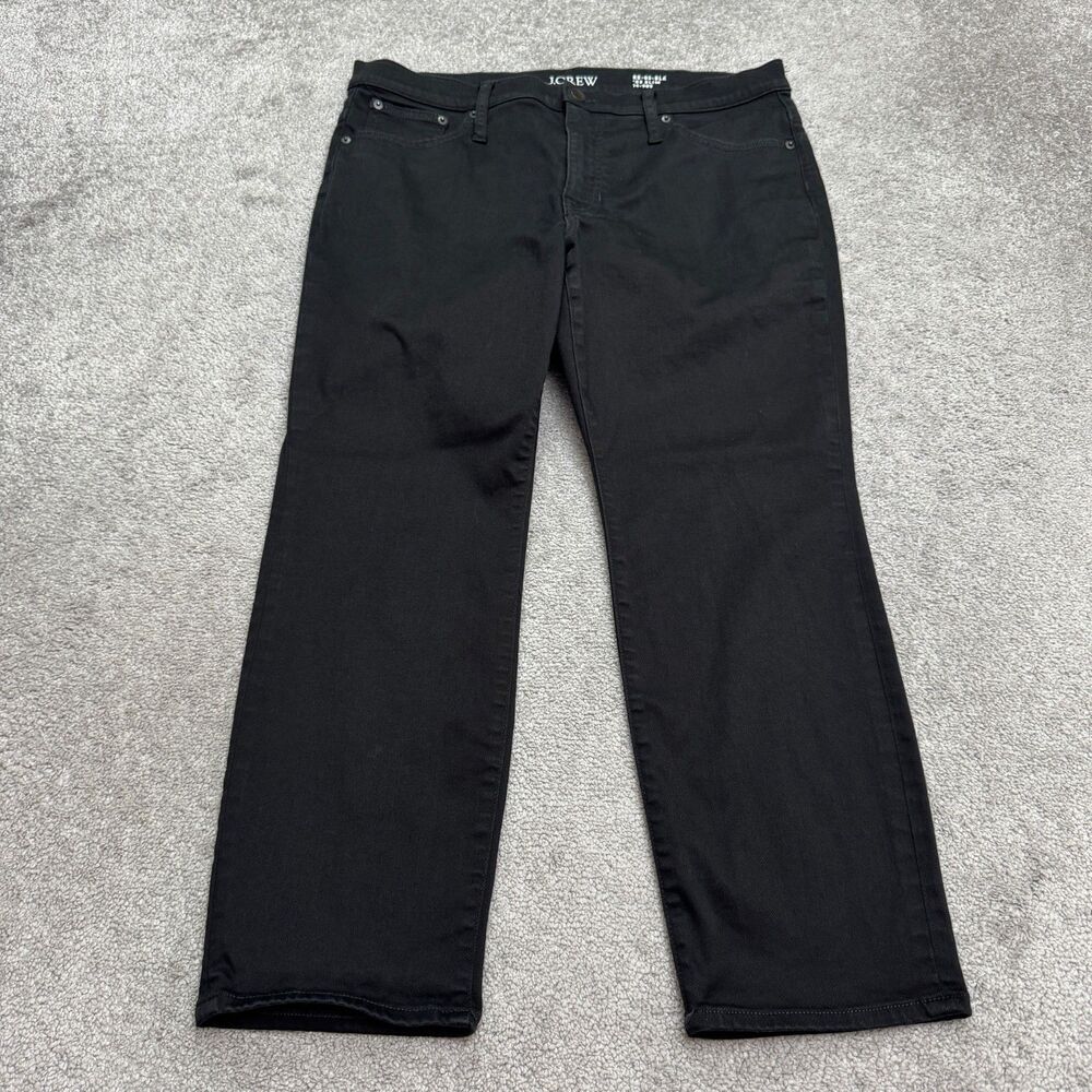 J.Crew Slim Fit Straight Ankle Denim Jeans Womens 32 Petite Black 14 High Rise